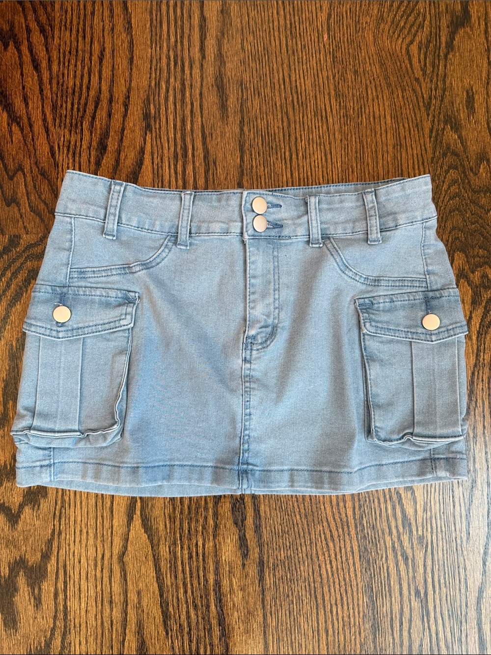SHEIN Size L Light Blue Cargo Pocket Denim Mini Skirt